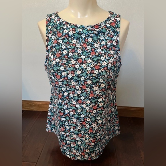 Lands' End Other - Lands End Swim Top Beach Resort Womens 8 Black Floral Built In Padded Bra